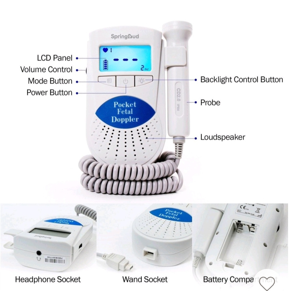 SpringBud Pocket Fetal Doppler - White and Blue